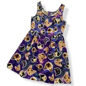 Retrolicious space cat dress fit and flare has pockets
